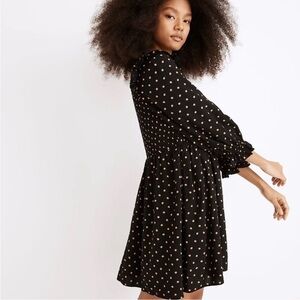 Madewell Black Mini Dress with Cream Dots